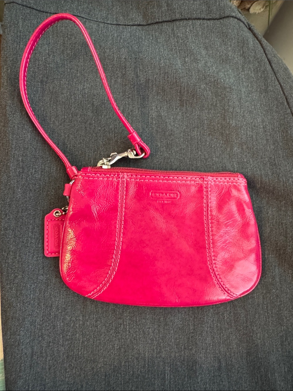 Coach Hot Pink Leather Wristlet Clutch